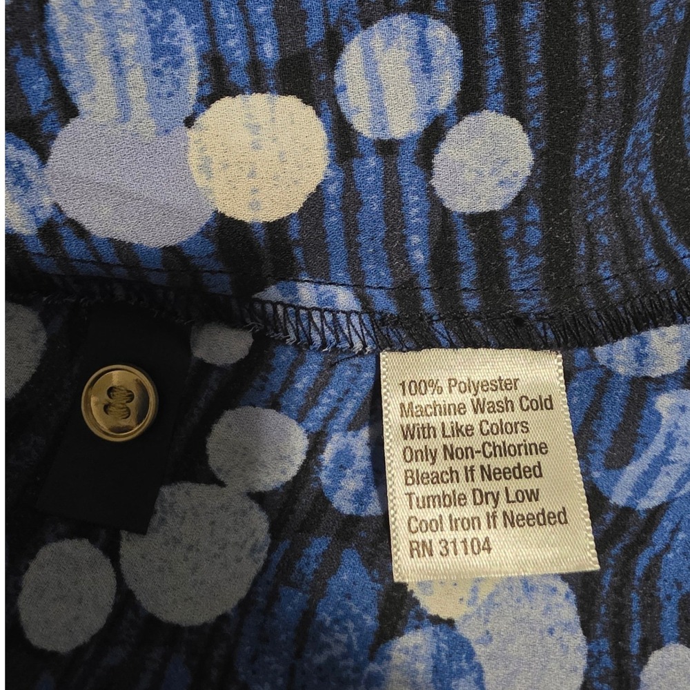 The Limited Womens Blue Polka Dot Button Front Shirt Dress Size 2 Midi Tie Waist - Picture 7 of 8